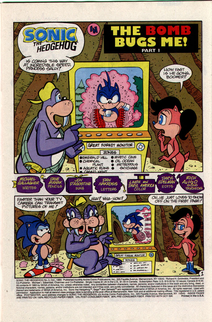 Sonic - Archie Adventure Series October 1993 Page 1